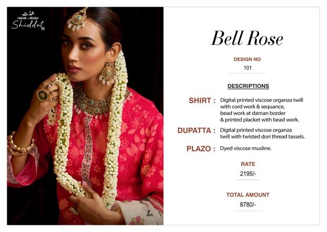 Shiddat bell rose 101 dress material wholesale price in bangalore